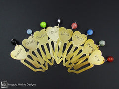 Brass Heart Bookmark With Hand Stamped "PEACE" Affirmation And Stone