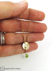 Mini Goddess (children) Heart And Peridot Necklace