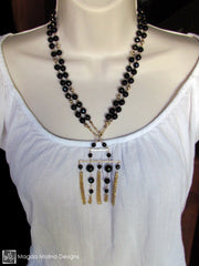 The Stunning Gold And Black Onyx Necklace With Tassel Pendant