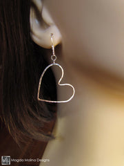 The Fun Hammered Silver Hearts Dangle Earrings