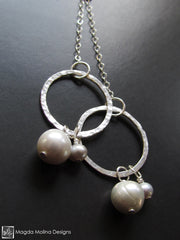 The Hammered Silver Rings On Chains With Freshwater Pearls