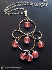 The Silver Bubble Cluster And Faceted Cherry Quartz Necklace