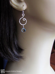 The Hammered Silver or Gold Spiral Earrings