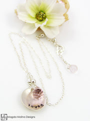 Gold or silver Mini Goddess (children) affirmation necklace stamped with "loved" and adorned with colorful gemstones.