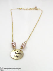 Mini Goddess (children) "i love mom/dad" Stamped Gold Necklace