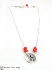 Mini Goddess (children) "i love mom/dad" Stamped Silver Necklace
