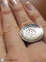 The Large Silver LOVE: INFINITE Affirmation Ring