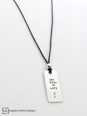 The "POWERED BY LOVE" Hand Stamped Omnisex Silver Tag Necklace
