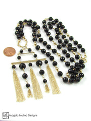 The Stunning Gold And Black Onyx Necklace With Tassel Pendant