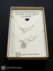 Mother - Daughter Infinite Love Silver And Pearls Necklace Set