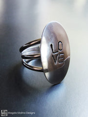The Hand Stamped Silver Affirmation "LOVE" Ring