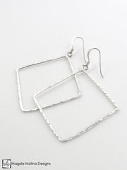 The Delicate Hammered Silver Diamond Earrings