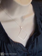 The Delicate Hammered Silver Diamond Necklace