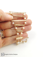 The Golden Ladder Architectural Bracelet With Freshwater Pearls
