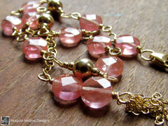 The Delicate Cherry Quartz Bracelet With Golden Tassel