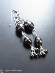 The Silver And Hematite Cluster Earrings