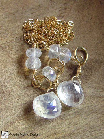 The Delicate Moonstone And Gold Chain Lariat