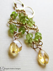 The Gold, Citrine & Peridot Wire-Wrapped Dangle Earrings