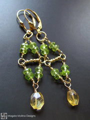 The Gold, Citrine & Peridot Wire-Wrapped Dangle Earrings