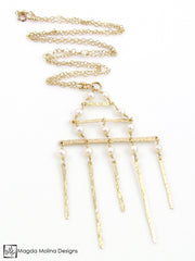 The Golden Architectural Necklace With Freshwater Pearls
