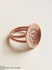 The Stamped Copper LOVE: INFINITE Spiral Affirmation Ring