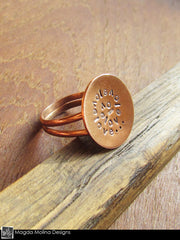 The Stamped Copper LOVE: INFINITE Spiral Affirmation Ring