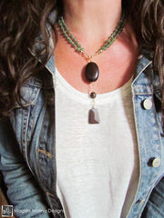 The Long Aventurine And Ebony Necklace With A Touch Of Gold