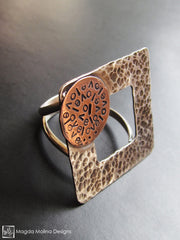 The Square Silver And Copper LOVE: INFINITE Spiral Affirmation Ring