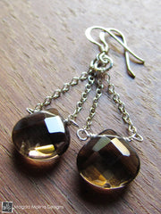 The Faceted Smokey Quartz & Silver Chain Dangle Earrings