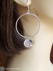 The Hammered Silver LOVE: INFINITE Spiral Affirmation Hoop Earrings