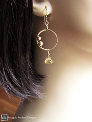 The Small Wire Wrapped Gold Hoops With Citrine Drops