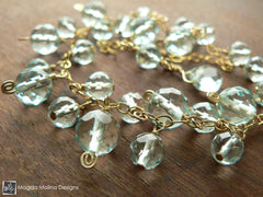 The Golden Glittery Blue Quartz Cluster Bracelet