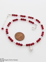 Mini Goddess (children) Red Coral and Silver Necklace