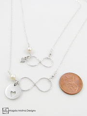 Mother - Daughter Infinite Love Silver And Pearls Necklace Set