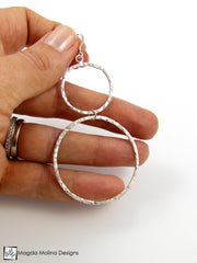The Large Hammered Silver Double Hoop Earrings