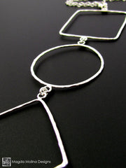 The Long Hammered Silver Geometric Necklace