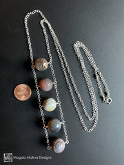 The Long Silver And Agate Ladder Necklace