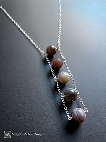 The Long Silver And Agate Ladder Necklace