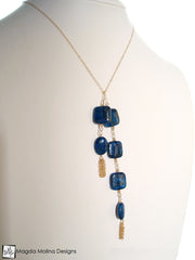 The Delicate Gold, Lapis Lazuli And Tassel Chain Lariat