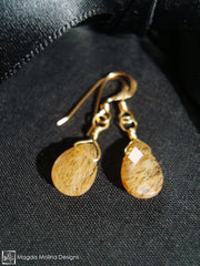 The Delicate Gold & Rutilated Quartz Tear Drop Earrings