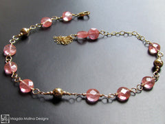 Delicate Cherry Quartz Bracelet on Gold Filled