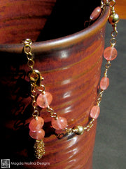 Delicate Cherry Quartz Bracelet on Gold Filled