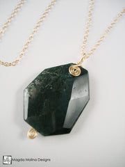 Delicate Moss Agate And Gold Filled Necklace
