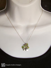 Tiny Peridot Cluster Necklace w/ Gold Filled