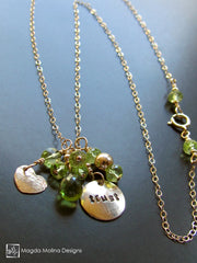 Tiny Peridot Cluster Necklace w/ Gold Filled