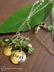 Tiny Peridot Cluster Necklace w/ Gold Filled