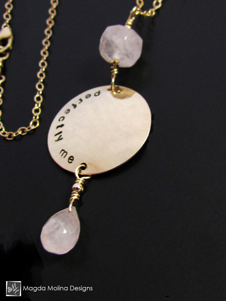 Delicate PERFECTLY ME Gold Filled and Rose Quartz Necklace