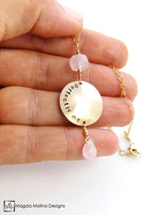 Delicate PERFECTLY ME Gold Filled and Rose Quartz Necklace