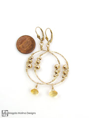 The Large Wire Wrapped Gold Hoops With Citrine Gem Drops