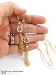 The Convertible Citrine Lariat With Chain Tassels